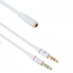 Audio cable stereo headphone adapter 4-pin 3.5mm Female 2x 3.5mm Male converter 20cm